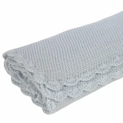 Couverture tricot bébé bleu (75 x 100 cm)