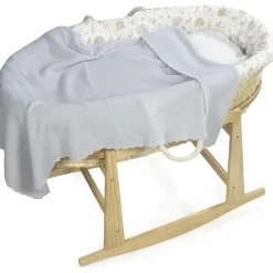 Couverture tricot bébé bleu (75 x 100 cm)