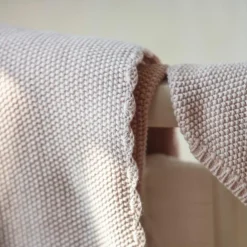 Couverture tricot bébé rose (75 x 100 cm)