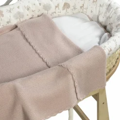 Couverture tricot bébé rose (75 x 100 cm)