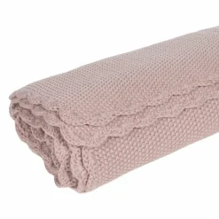 Couverture tricot bébé rose (75 x 100 cm)