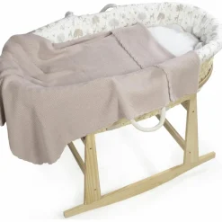 Couverture tricot bébé rose (75 x 100 cm)