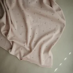 Couverture tricotée en coton bio Pointelle Blush (100 x 80 cm)