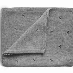 Couverture tricotée en coton bio Pointelle Gray melange (100 x 80 cm)