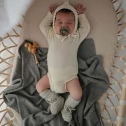 Couverture tricotée en coton bio Pointelle Gray melange (100 x 80 cm)