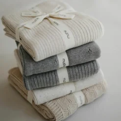 Couverture tricotée en coton bio Pointelle Gray melange (100 x 80 cm)
