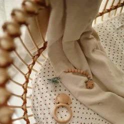 Couverture tricotée en coton bio Textured Dots Off White (80 x 100 cm)