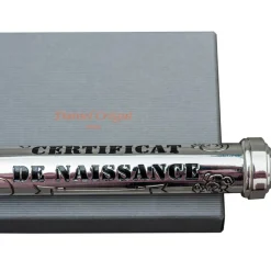 Écrin pour certificat de naissance (métal argenté)