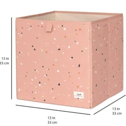 Cube de rangement en tissu recyclé Terrazzo argile
