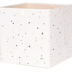 Cube de rangement en tissu recyclé Terrazzo crème