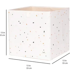 Cube de rangement en tissu recyclé Terrazzo crème