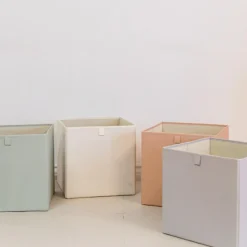 Cube de rangement en tissu recyclé Uni vert