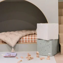 Cube de rangement en tissu recyclé Uni crème