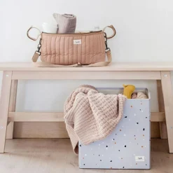 Cube de rangement en tissu recyclé Terrazzo gris clair