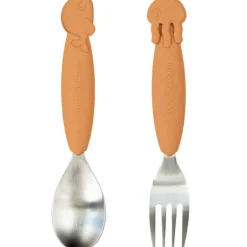 Cuillère et fourchette Sea friends jaunes Yummy+