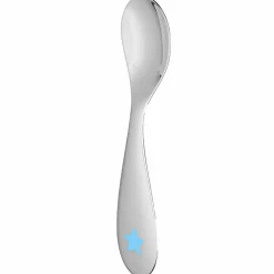 Cuillère naissance Baby spoon bleue en métal argenté