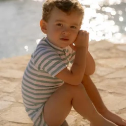 Culotte de bain à volants Stripes Surf Blue (1-2 ans)