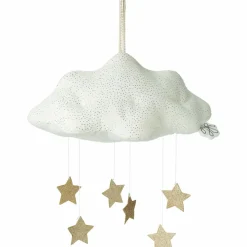 Décoration Nuage velours côtelé blanc avec étoiles à suspendre