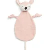 Doudou attache sucette biche en tricot rose pâle
