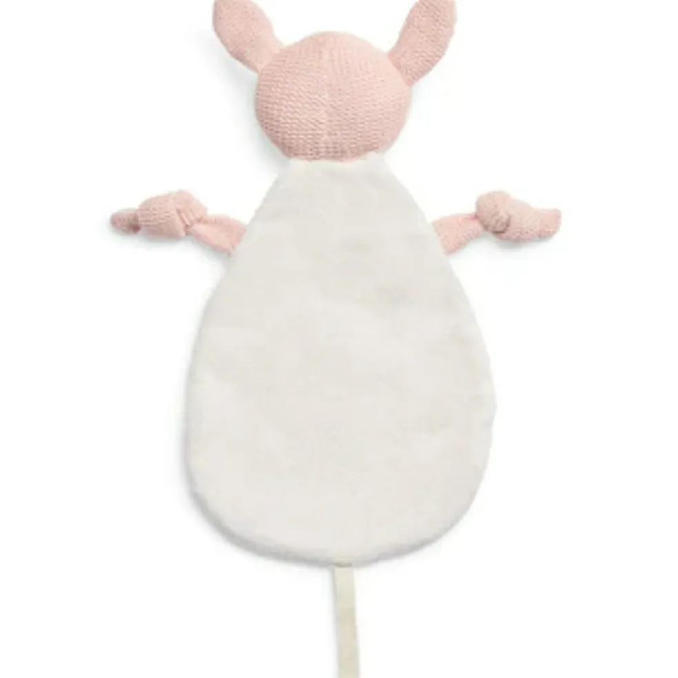 Doudou attache sucette biche en tricot rose pâle