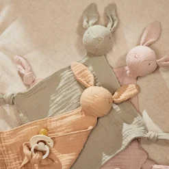 Doudou attache sucette Bunny Ears Olive Green