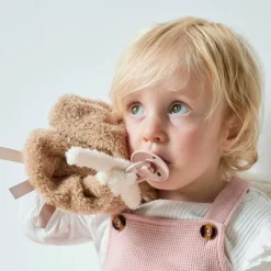 Doudou attache sucette Teddy Rhino Caramel