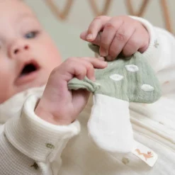 Doudou attache-tétine en gaze de coton Champignon