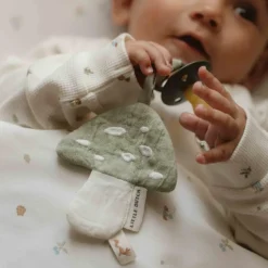 Doudou attache-tétine en gaze de coton Champignon