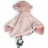 Doudou plat attache-sucette Pigee Rose