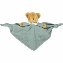 Doudou plat avec hochet Ours Celadon