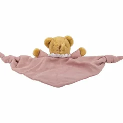 Doudou plat avec hochet Ours Vieux Rose