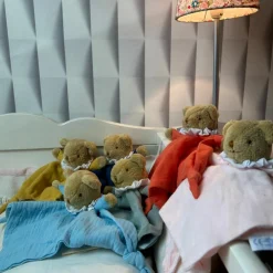 Doudou plat avec hochet Ours Curry