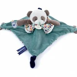 Doudou plat avec marionnette à doigt Panda Les petits Futés (30 cm)