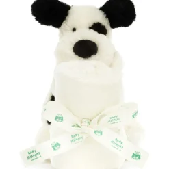 Doudou plat Bashful Chien noir et crème (34 cm)