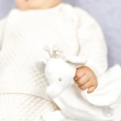 Doudou plat en coton bio éléphant (30 x 30 cm)