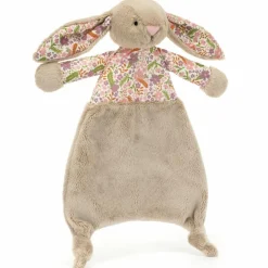 Doudou plat Lapin en fleurs Beige