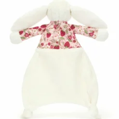 Doudou plat Lapin en fleurs Crème