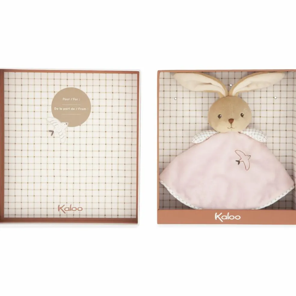 Doudou plat Lapin rond rose