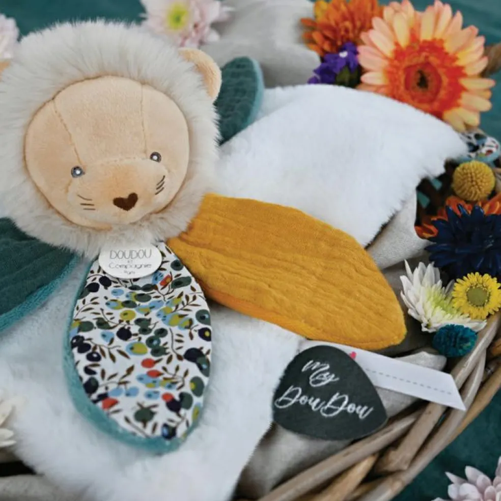 Doudou plat pétale Lion Boh'aime (27 cm)
