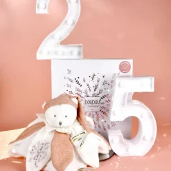 Doudou plat pétales Ours Rose (25 cm)