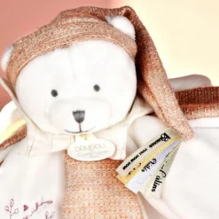 Doudou plat pétales Ours Rose (25 cm)