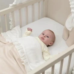 Drap de berceau avec volant Calm blanc (80 x 100 cm)