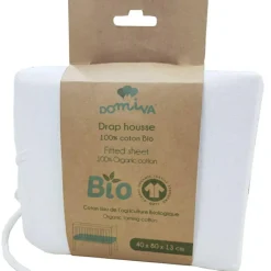 Drap housse de berceau en coton bio blanc (40 x 80 cm)