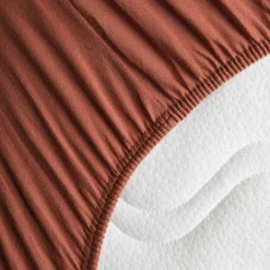 Drap housse en coton bio Terracotta (70 x 140 cm)