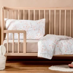 Drap housse en coton bio Yukari Peach pour landau (72 x 33 cm)