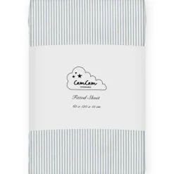 Drap housse en coton bio Classic Stripes Blue (60 x 120 cm)