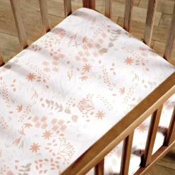 Drap housse en coton bio Yukari Peach (70 x 140 cm)