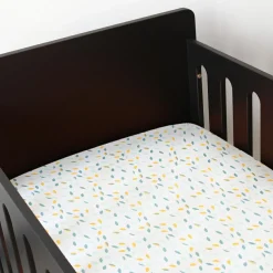 Drap housse en coton Feuille (60 x 120 cm)