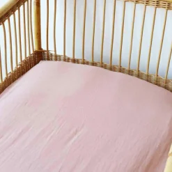 Drap housse en coton vieux rose (60 x 120 cm)