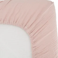 Drap housse en gaze de coton vieux rose (60 x 120 cm)